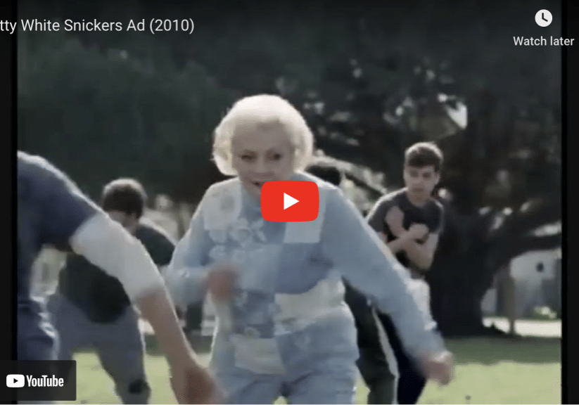 super bowl commercials - betty white snickers ad